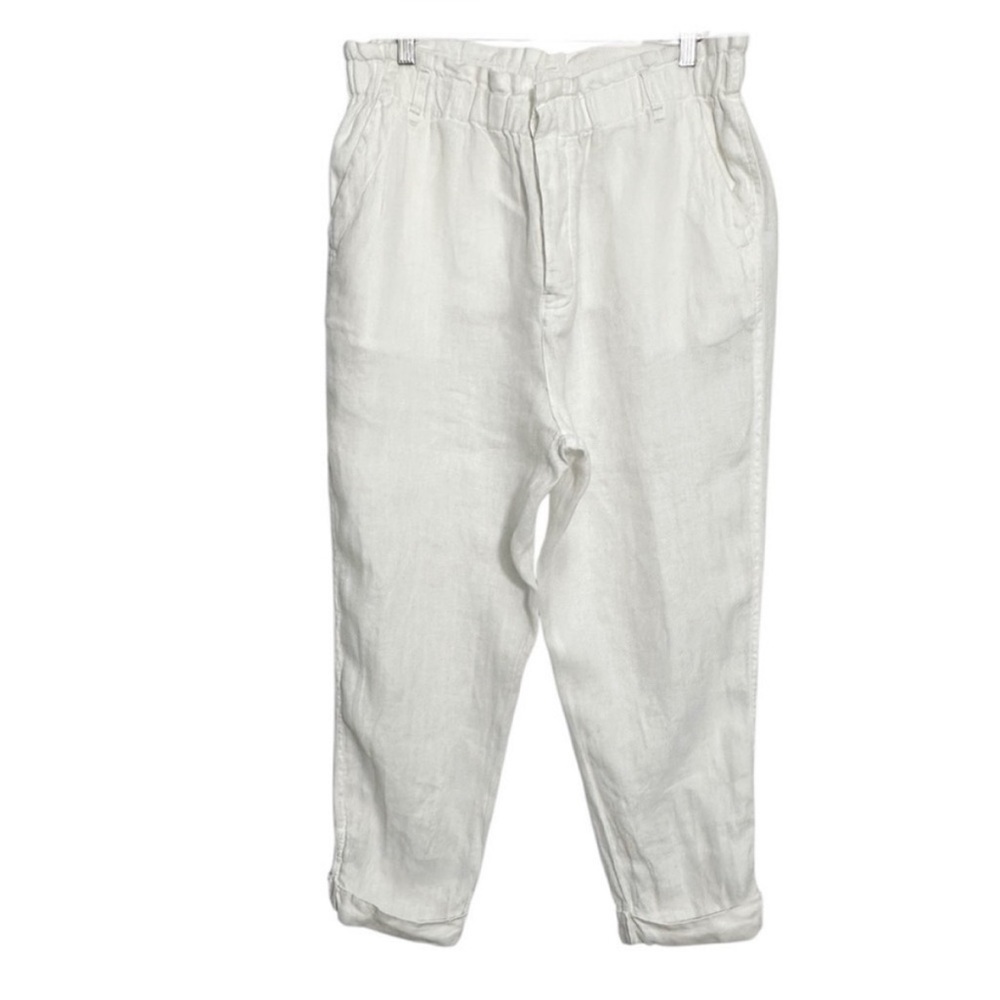 Free People White Linen High Waisted Pants